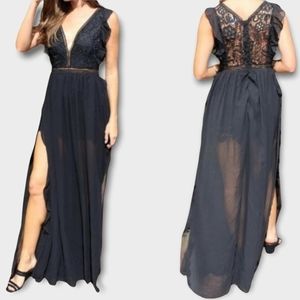 Lacy Chiffon Maxi Dress